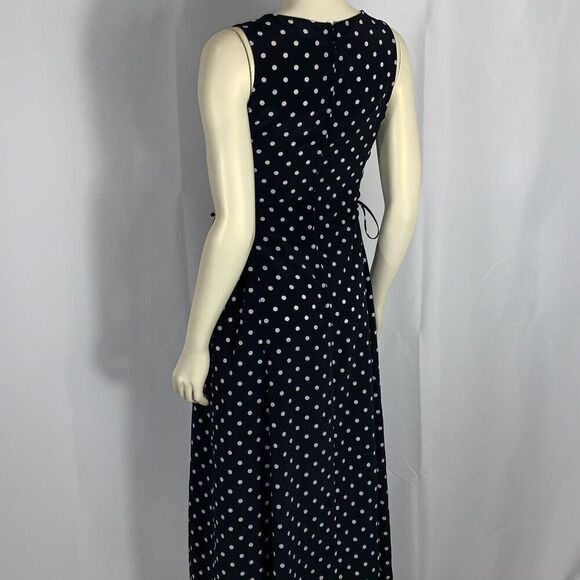 Vintage Scarlett Sleeveless Polka Dot Side Corset Tie Maxi Dress Size 9-10 - Picture 8 of 16